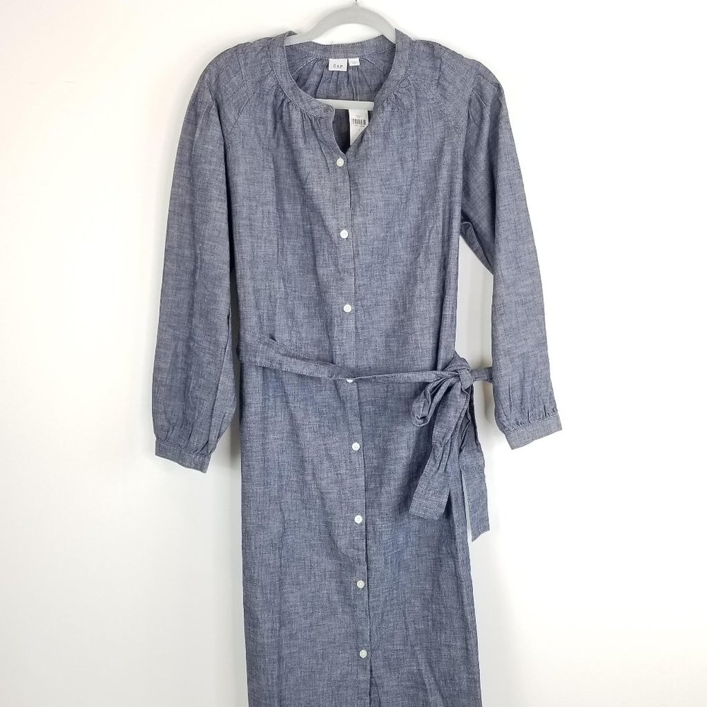 Gap Large Perfect Pleated Tie Belt Shirt Dress